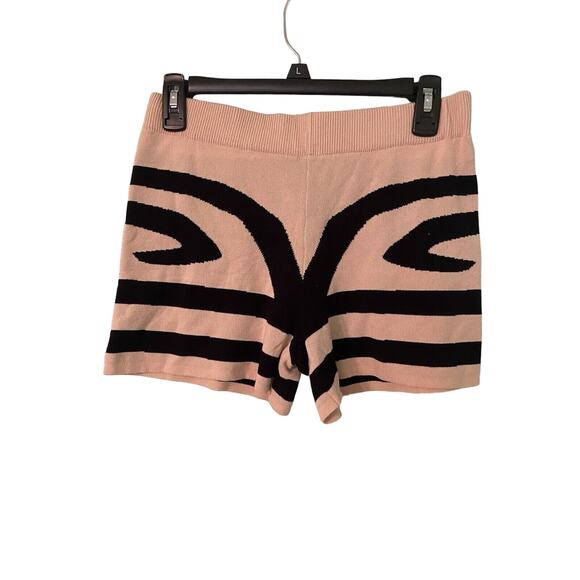 Women Large Knit Stretch Shorts Tan Black Super Cute and Soft - Picture 1 of 3